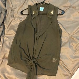 See through green shirt